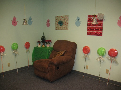 A room at BSS decorated for Christmas